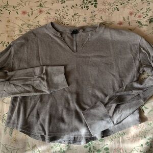 Wild Fable Gray Ribbed Long Sleeve Top
